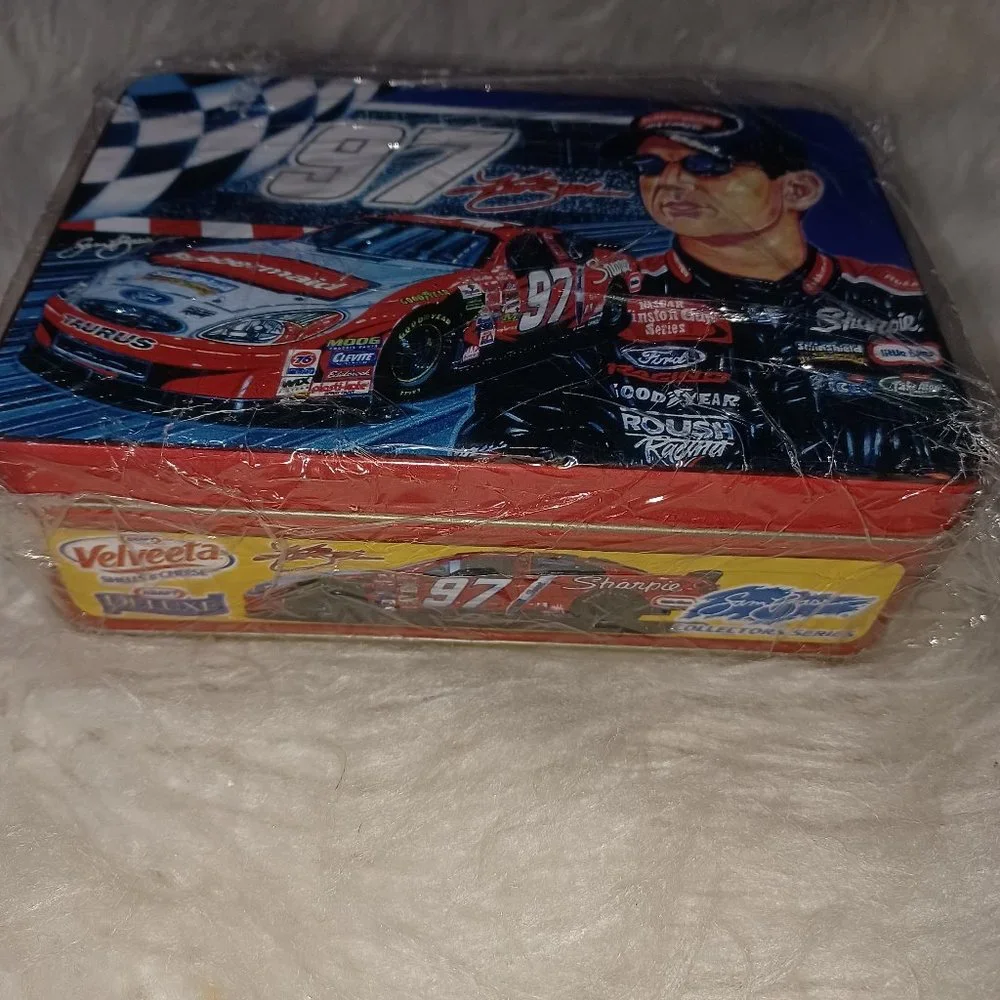 NEW Kurt Busch Collectible Metal Tin NASCAR #97 Velveeta Cheese Kraft 6x4x2-in